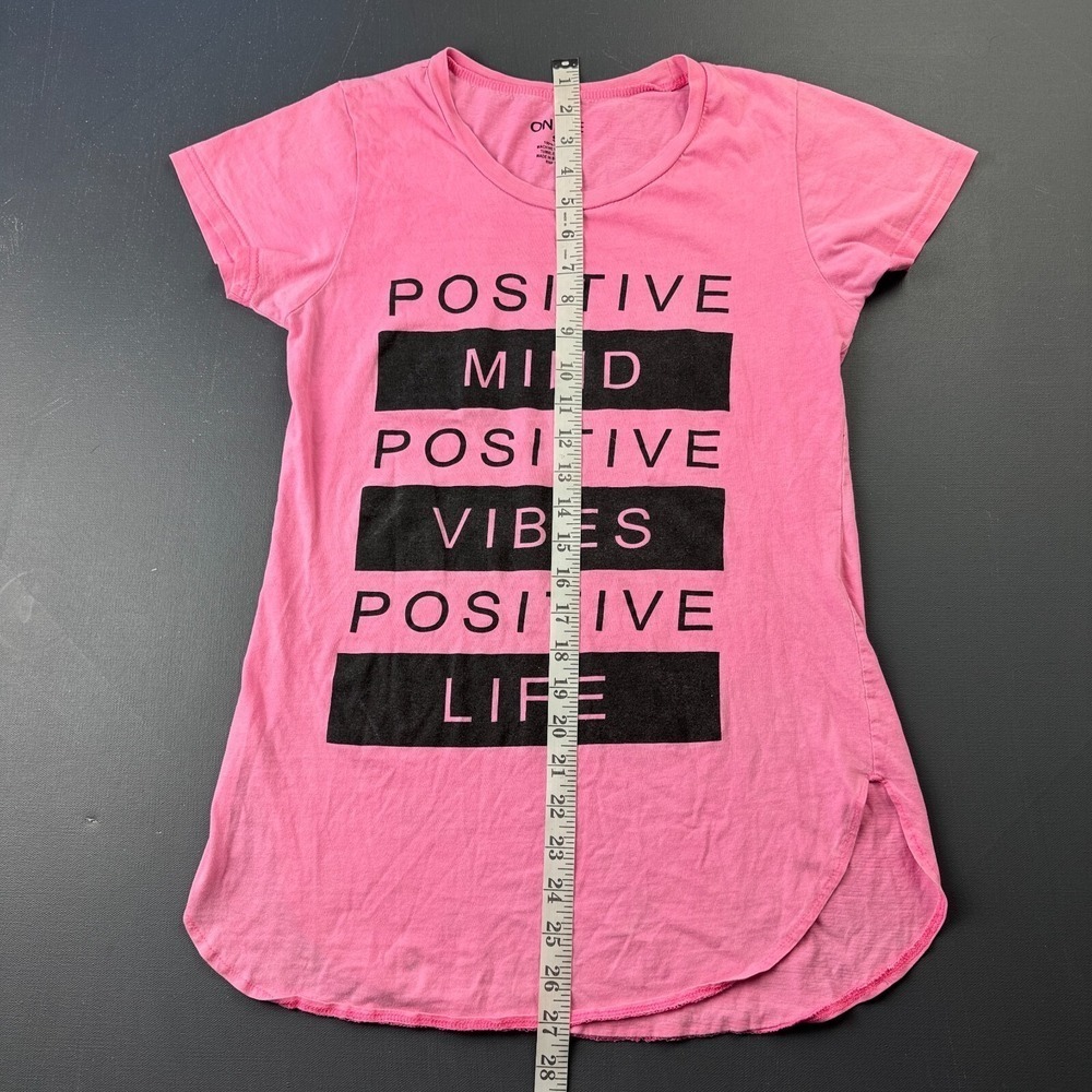 On Fire Women's Small Pink Positive Vibes Graphic Tee Short Sleeve Casual Shirt - Picture 9 of 10